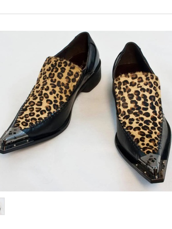 fiesso Other - Fiesso by Aurelio Garcia men's leopard print leather loafers with metal toe caps